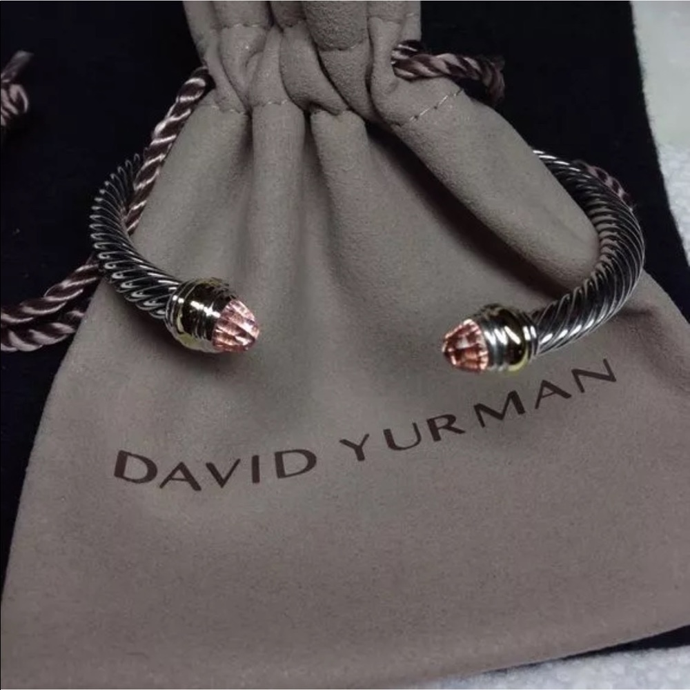 DY Silver and Gold With Morganite 5mm Bracelet